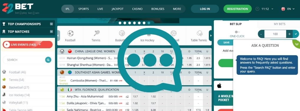 22Bet official sports betting website support review